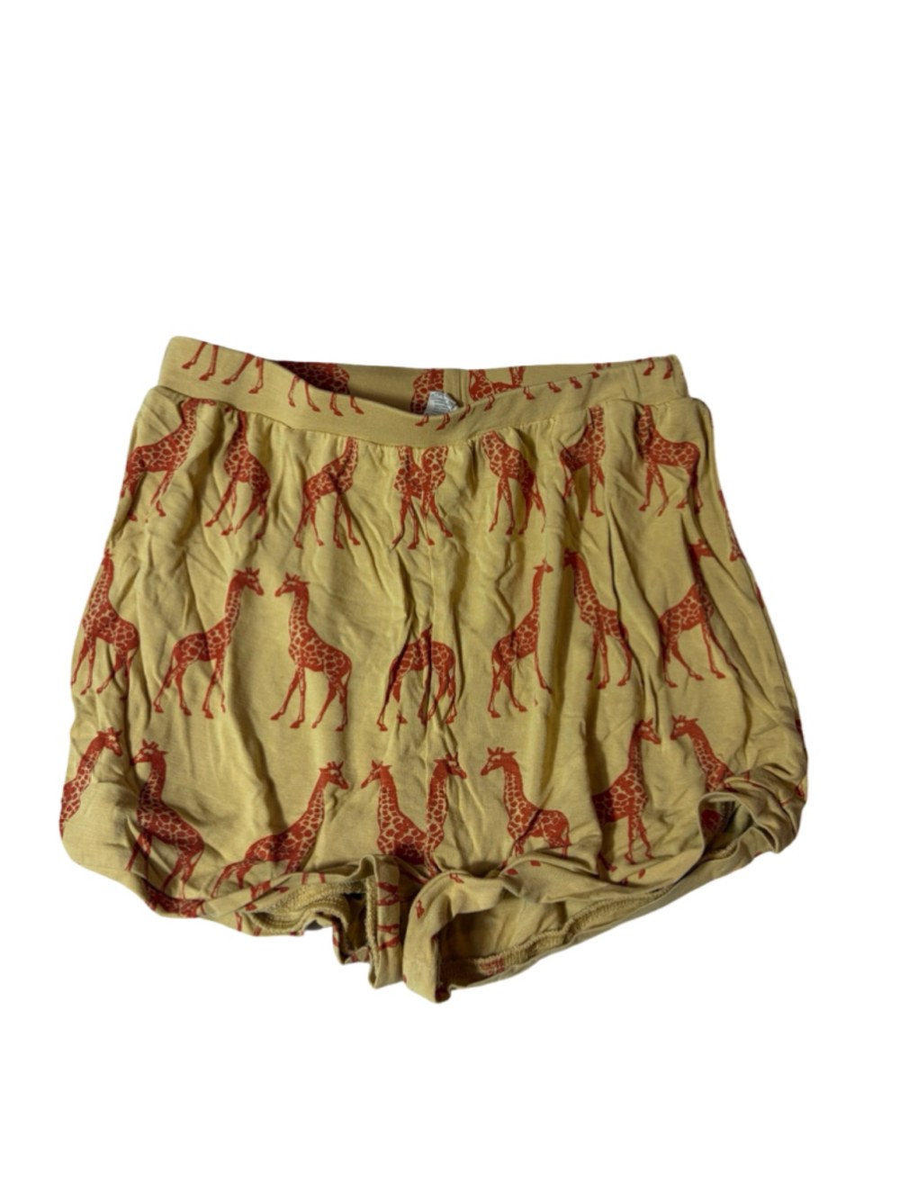Kate Quinn Kids Giraffe Print Bubble Shorts Size 8Y Yellow Rust Safari Animal